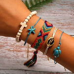 Cute 5 Piece Cross and Puka Shell Bracelet for Women